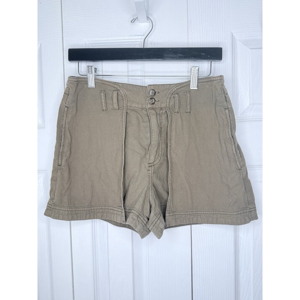 Free People Cargo Utility Shorts 4 Tan Khaki High Rise Double Button Gorpcore